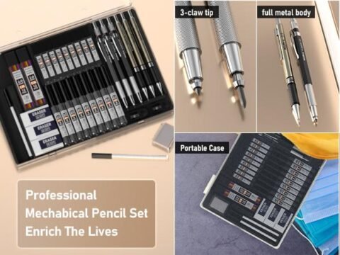 Nicpro 6 Pack Art Mechanical Pencil Set, 3 Pack Metal Drafting Pencil 0.5 mm & 0.7 mm & 0.9 mm & 3 Pack 2mm Lead Holder (6B 4B 2B HB 2H 4H Colors) for Sketching Drawing with 20 Tube Lead Refills Case