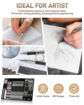 Nicpro 6 Pack Art Mechanical Pencil Set, 3 Pack Metal Drafting Pencil 0.5 mm & 0.7 mm & 0.9 mm & 3 Pack 2mm Lead Holder (6B 4B 2B HB 2H 4H Colors) for Sketching Drawing with 20 Tube Lead Refills Case