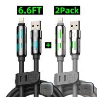 MFish 4-in-1 Multi USB Charging Cable with USB A,Type C, Lightning -MAX 240W Fast Charging & Data Sync for iPhone 16/15, iPad Pro, Samsung & Laptops