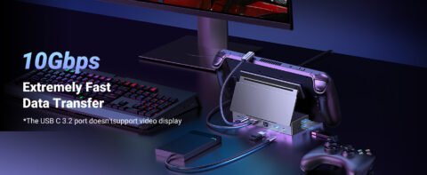 UGREEN Steam Deck Dock 9-in-1 USB C Docking Station with Foldable Stand. 4K@60Hz HDMI. Gigabit Ethernet. PD 100W. 10Gbps USB A&C 3.2. TF/SD Compatible with Steam Deck OLED. Rog Ally. Region Go etc.