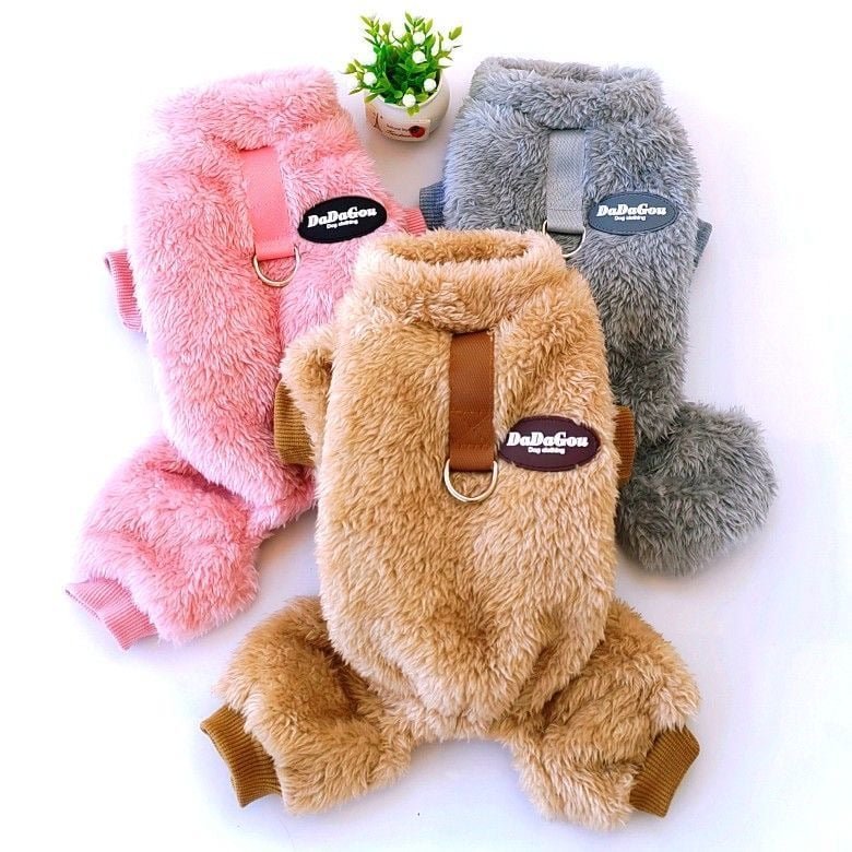 (48% OFF) Fleece Pet Elastic Jumpsuit with Pull Ring