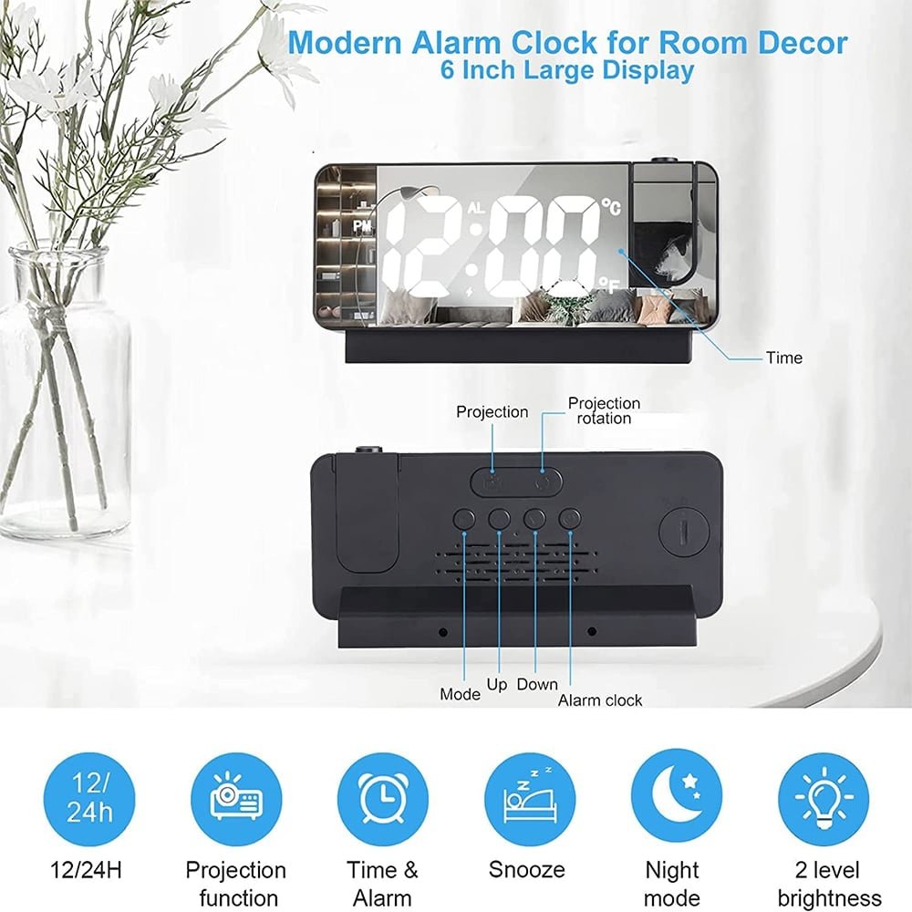 🔥BIG SALE – 91% OFF🔥🔥Mirror projection alarm clock